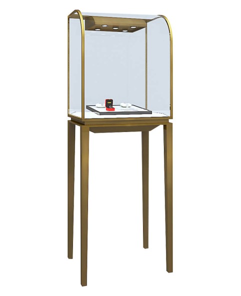 Commercial Retail Floor Standing Locking Black Glass Top Jewelry Display Showcases